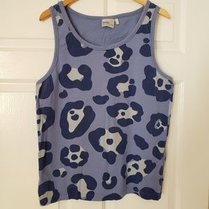 WESC Blue Cigas Catus Leopard Print Tank Top Sz L